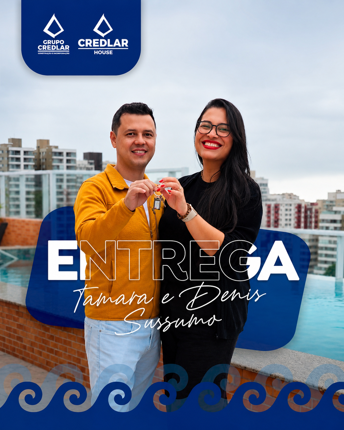 Família proprietária Credlar recebendo as chaves